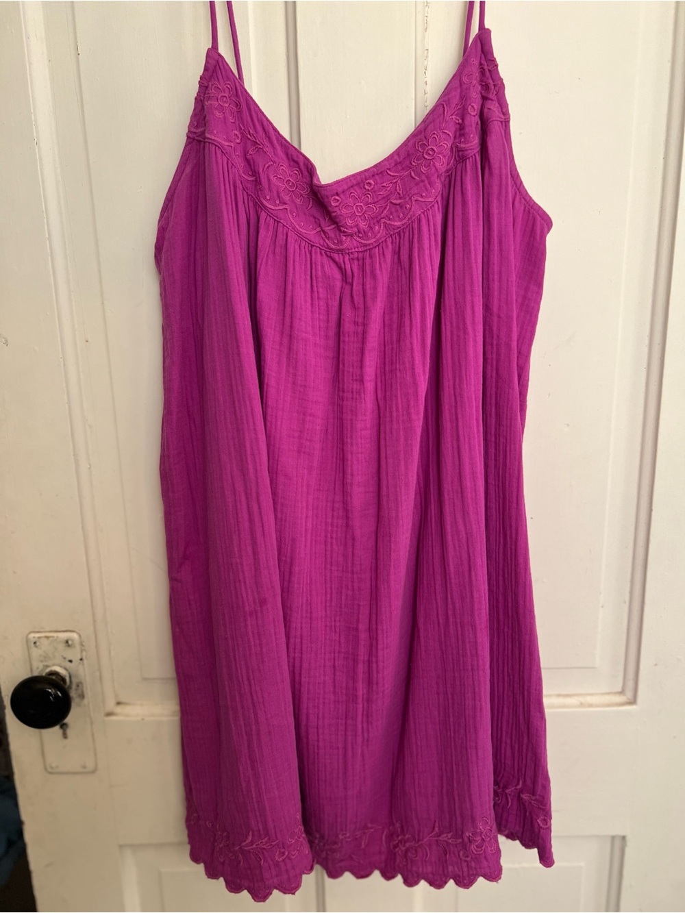 Gap Magenta Embroidered Spaghetti Strap Sundress